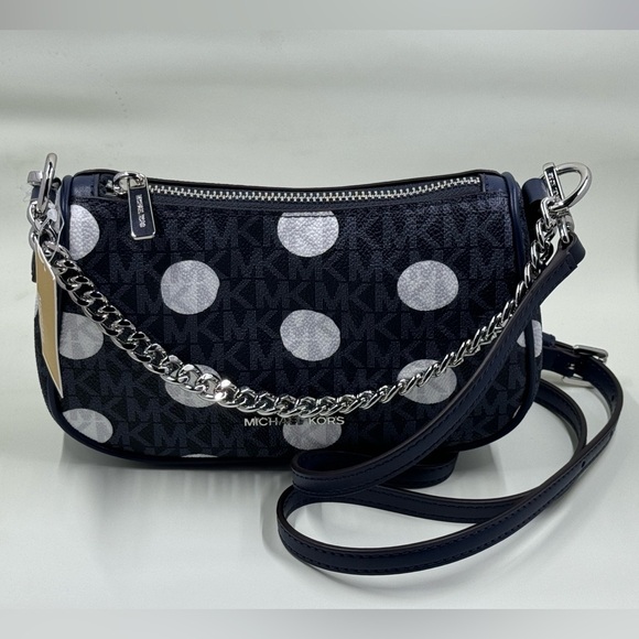 Michael Kors Navy and White Polka Dot Crossbody Bag NWT - Picture 1 of 4